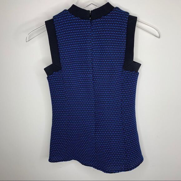 Derek Lam Mock Turtleneck Sweater Tank Blue/Black - Picture 8 of 14